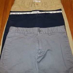 3 Pairs-Boys Shorts Size 14- Tan, Light Grey, Blue